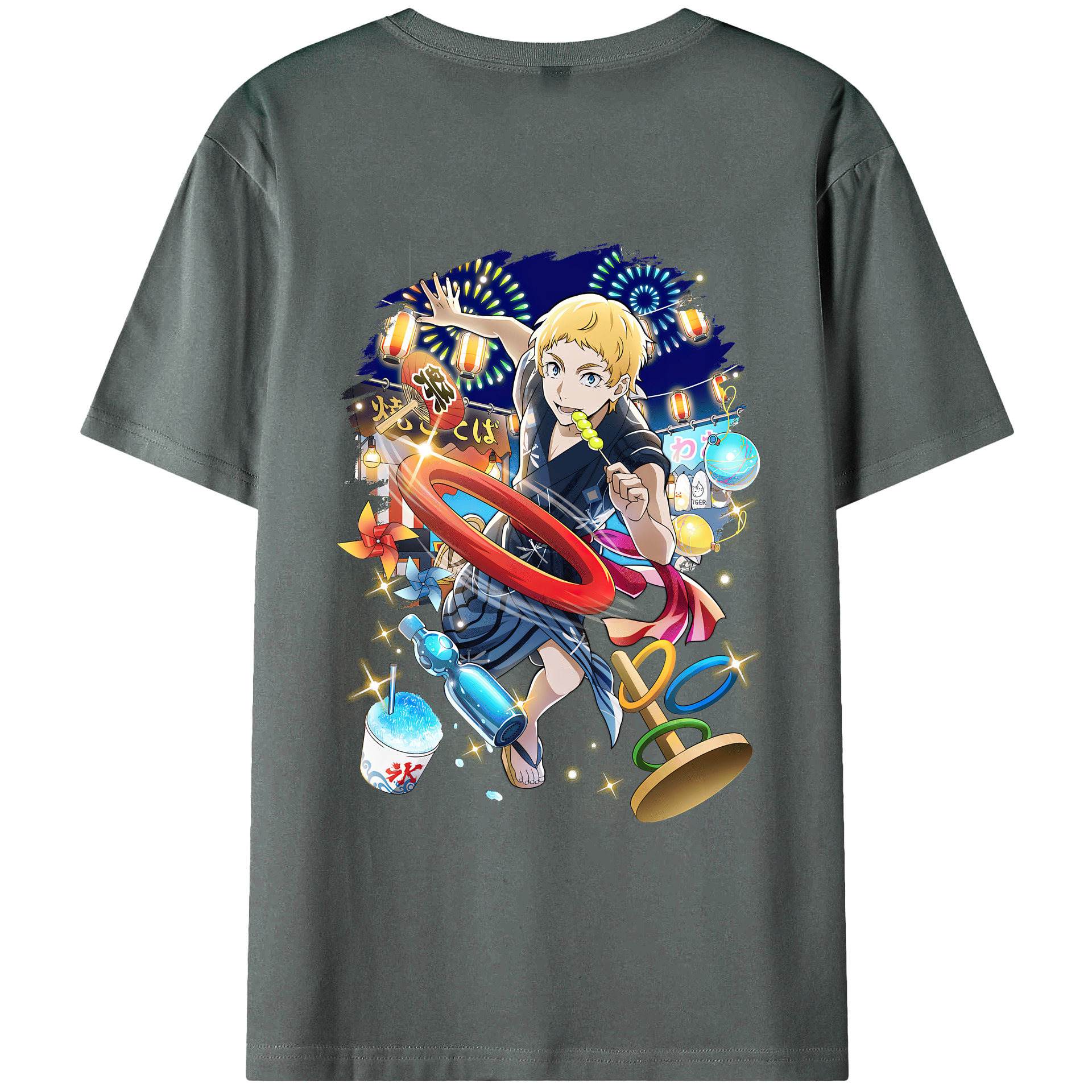 （画像用） 文豪ストレイドッグス Bungo Stray Dogs 綿100％ メンズ半袖Tシャツ（バックプリント） 通気性
